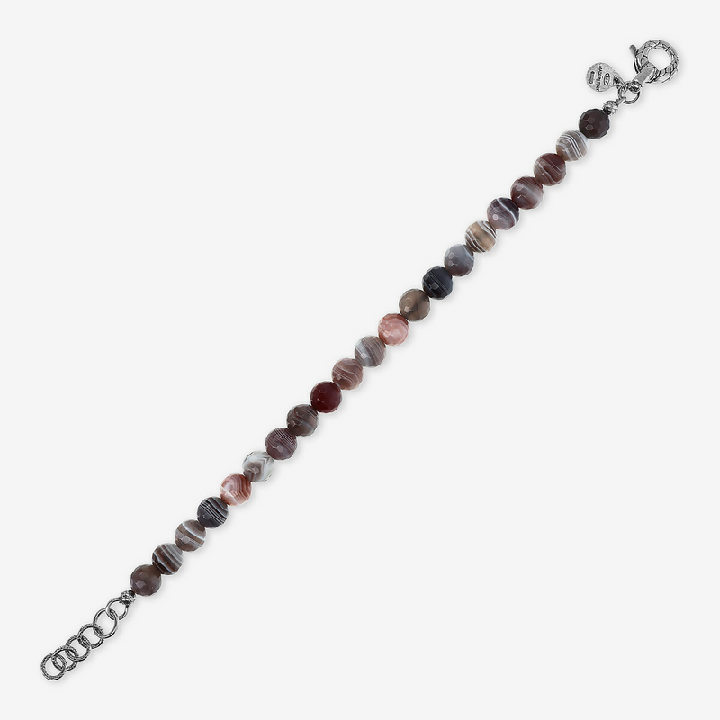 Bracciale con Sfere di Pietra Naturale e Chiusura Texture in Argento 925