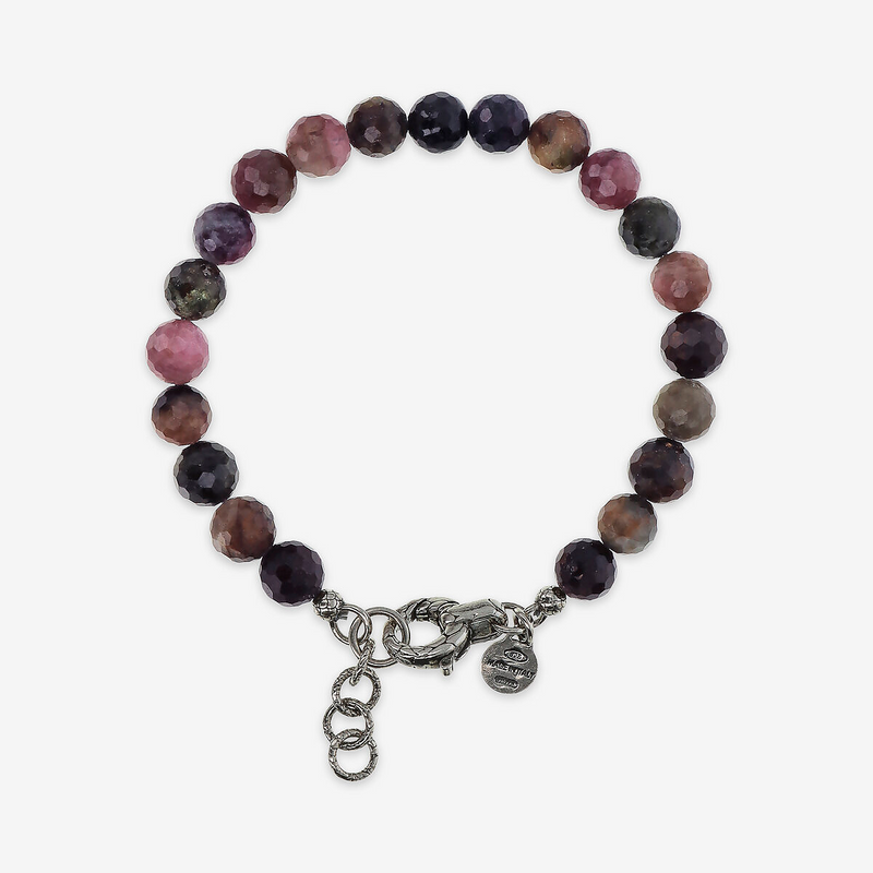 Bracciale con Sfere di Pietra Naturale e Chiusura Texture in Argento 925