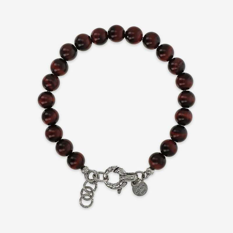 Bracciale con Sfere di Pietra Naturale e Chiusura Texture in Argento 925