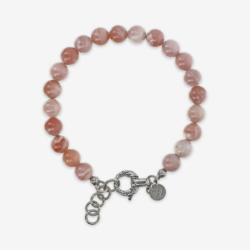 Bracciale con Sfere di Pietra Naturale e Chiusura Texture in Argento 925