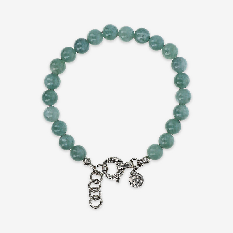 Bracciale con Sfere di Pietra Naturale e Chiusura Texture in Argento 925