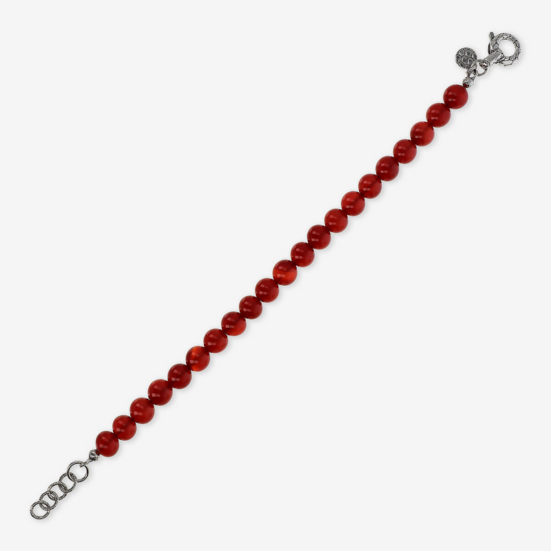 Bracciale con Sfere di Pietra Naturale e Chiusura Texture in Argento 925