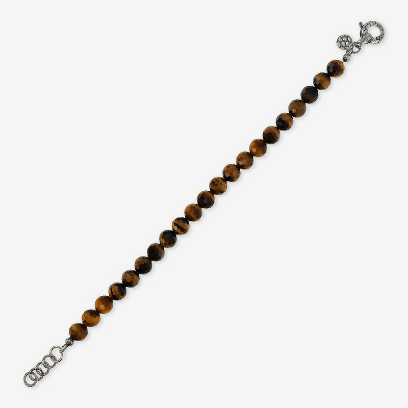 Bracciale con Sfere di Pietra Naturale e Chiusura Texture in Argento 925