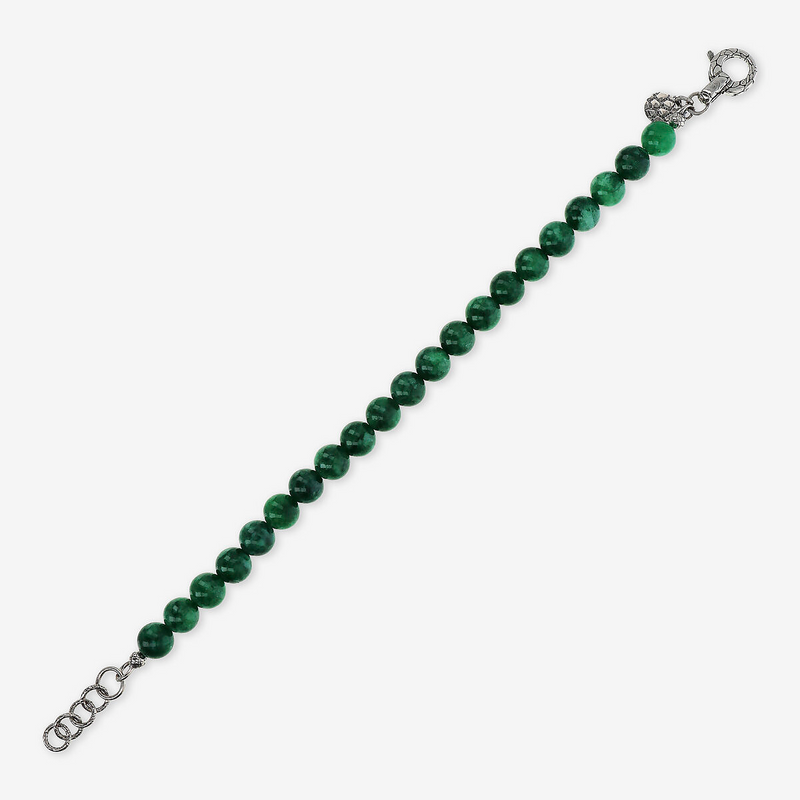 Bracciale con Sfere di Pietra Naturale e Chiusura Texture in Argento 925