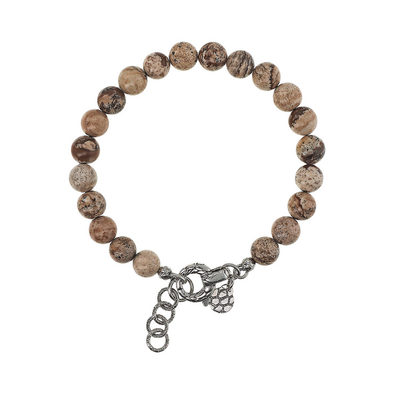 Bracciale con Sfere di Pietra Naturale e Chiusura Texture