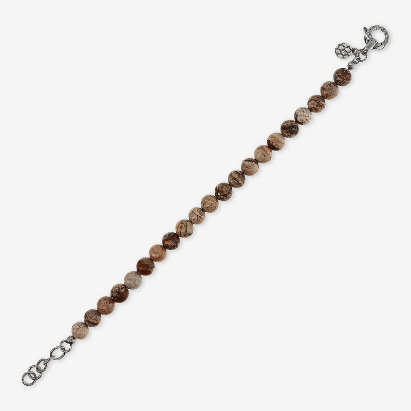 Bracciale con Sfere di Pietra Naturale e Chiusura Texture in Argento 925