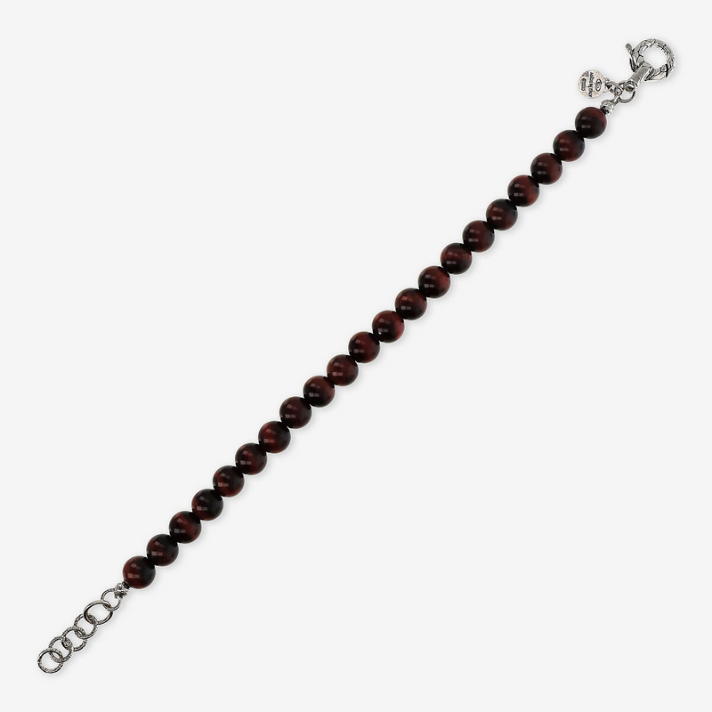 Bracciale con Sfere di Pietra Naturale e Chiusura Texture in Argento 925