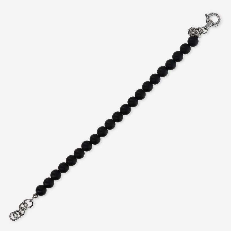 Bracciale con Sfere di Pietra Naturale e Chiusura Texture in Argento 925
