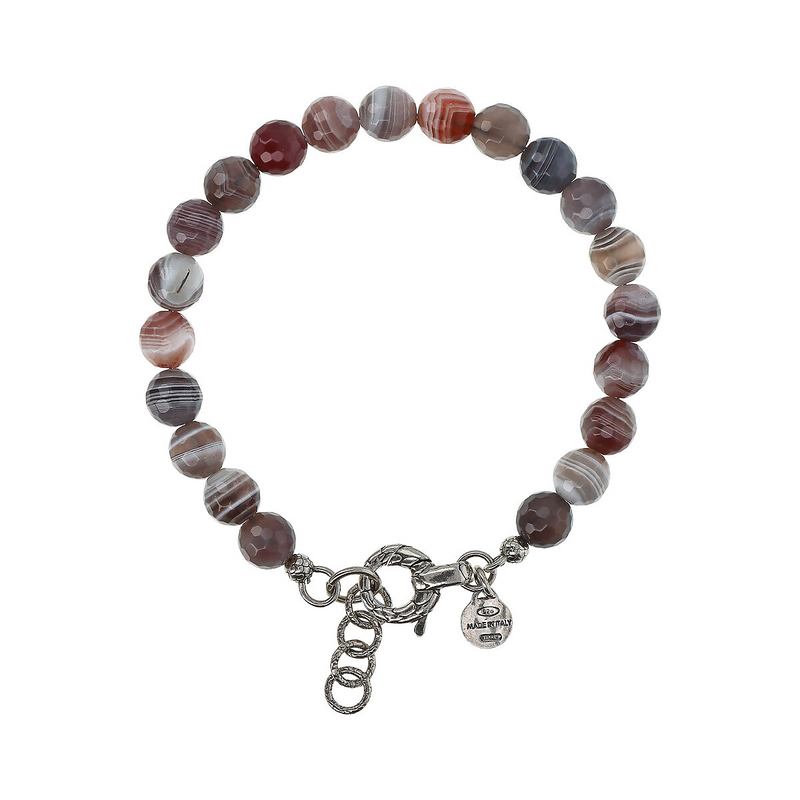 Bracelet with Natural Stone Spheres and Textured Closure