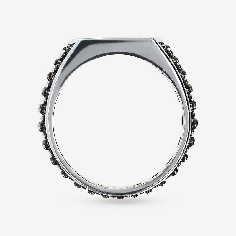 Sea Urchin Texture Band Ring with Rectangular Natural Stone